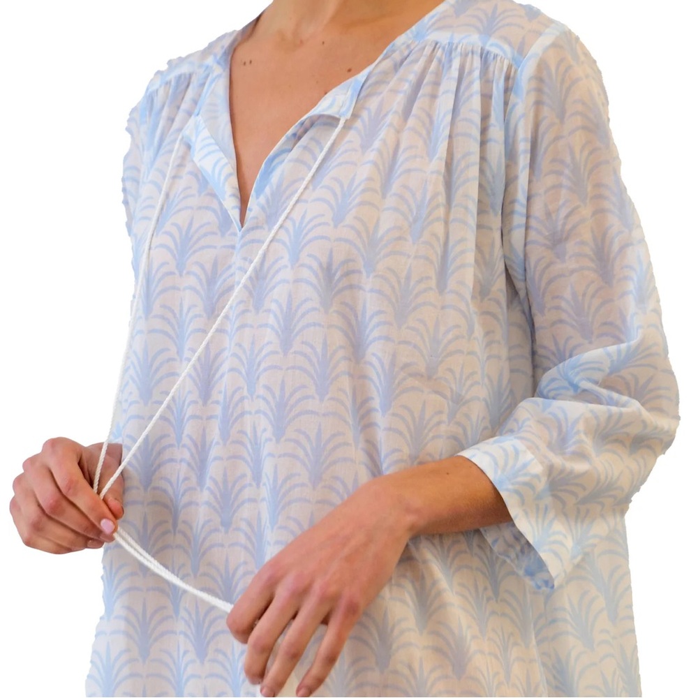 Toss Designs Blue & White Fleur Tunic/Coverup One Size Fits Most NEW